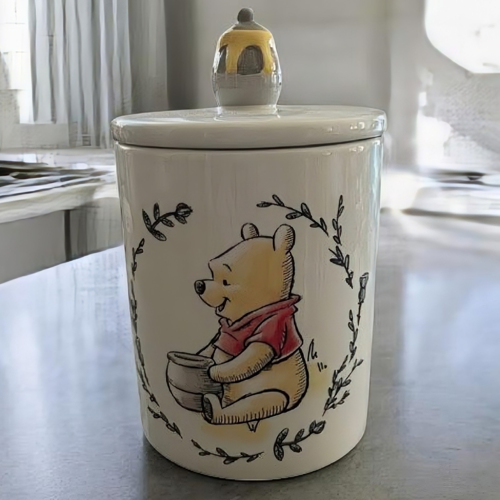 NEW Disney Winnie the Pooh Double Sided "Sketchbook" Ceramic Canister/Treat Jar